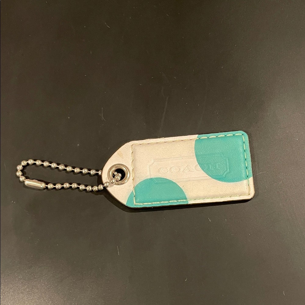 Coach Teal and Cream Tag